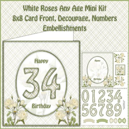 White Roses Any Age 8x8 Mini Kit
