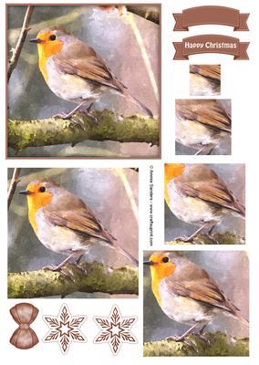 Winter Robin Watercolour Pyramid Topper