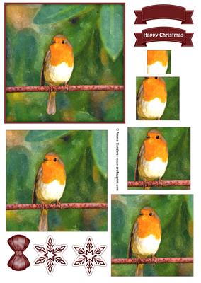 Winter Robin Watercolour Pyramid Topper