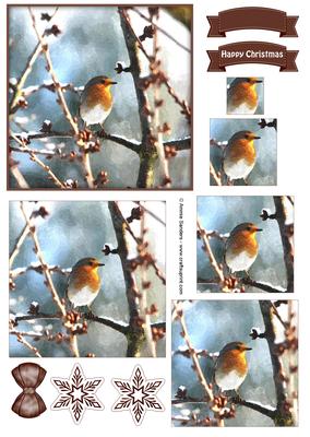 Winter Robin Watercolour Pyramid Topper