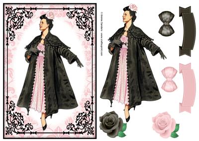 Vintage Fashion Lady Quick Card & Embellishments