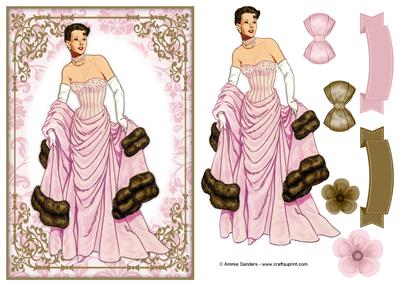 Vintage Fashion Lady Quick Card & Embellishments