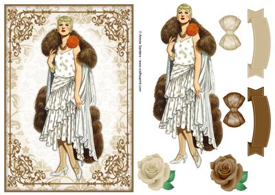 Vintage Fashion Lady Quick Card & Embellishments