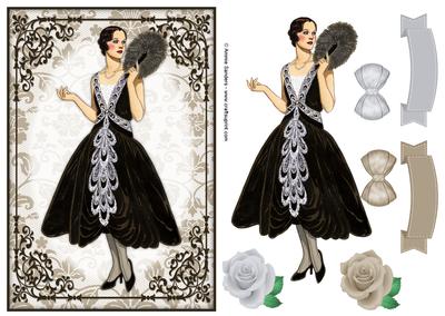Vintage Fashion Lady Quick Card & Embellishments