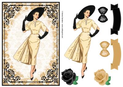 Vintage Fashion Lady Quick Card & Embellishments
