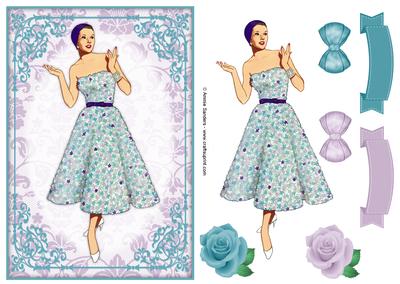 Vintage Fashion Lady Quick Card & Embellishments