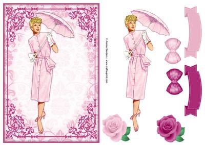 Vintage Fashion Lady Quick Card & Embellishments