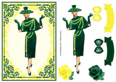 Vintage Fashion Lady Quick Card & Embellishments