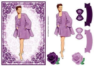 Vintage Fashion Lady Quick Card & Embellishments