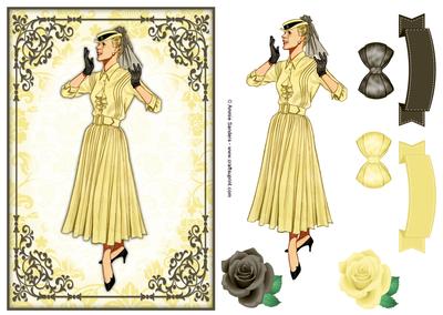 Vintage Fashion Lady Quick Card & Embellishments