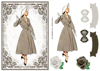 Vintage Fashion Lady Quick Card & Embellishments