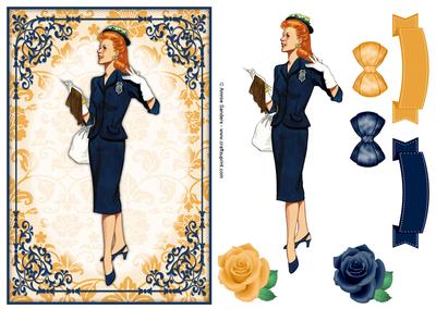 Vintage Fashion Lady Quick Card & Embellishments