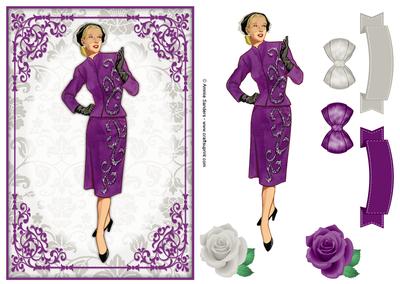 Vintage Fashion Lady Quick Card & Embellishments