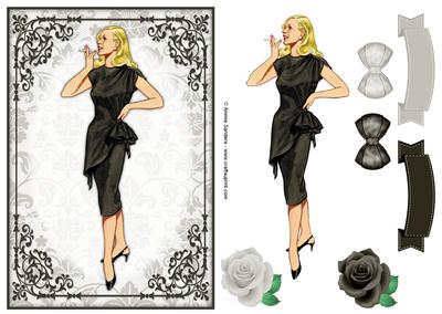 Vintage Fashion Lady Quick Card & Embellishments