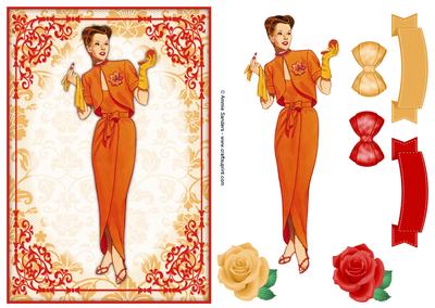 Vintage Fashion Lady Quick Card & Embellishments