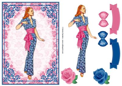 Vintage Fashion Lady Quick Card & Embellishments