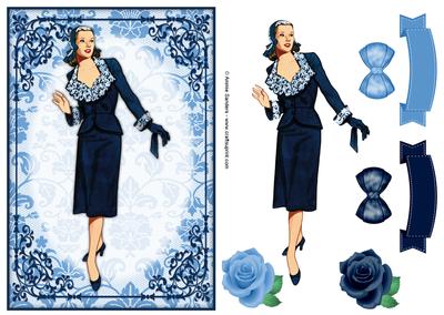 Vintage Fashion Lady Quick Card & Embellishments