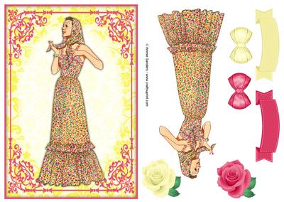 Vintage Fashion Lady Quick Card & Embellishments