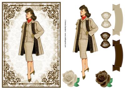 Vintage Fashion Lady Quick Card & Embellishments