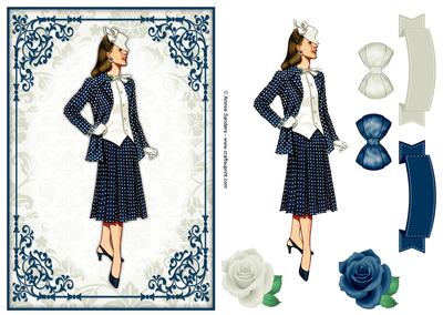 Vintage Fashion Lady Quick Card & Embellishments
