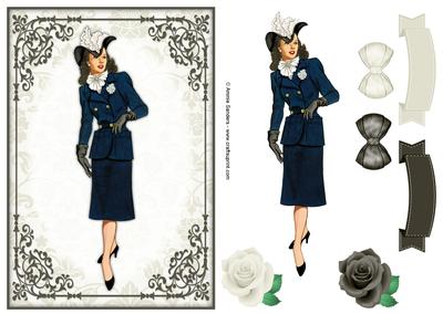Vintage Fashion Lady Quick Card & Embellishments