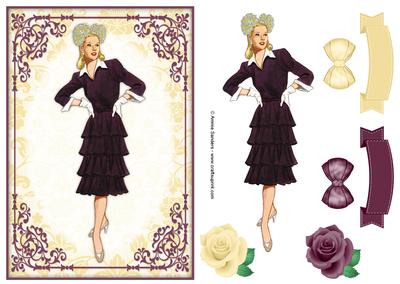 Vintage Fashion Lady Quick Card & Embellishments