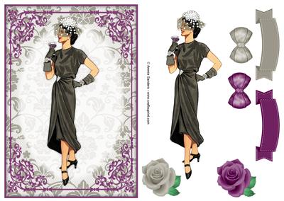 Vintage Fashion Lady Quick Card & Embellishments