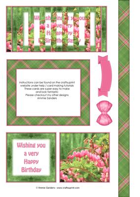 Bleeding Hearts Floral Birthday Flip Card Sheet