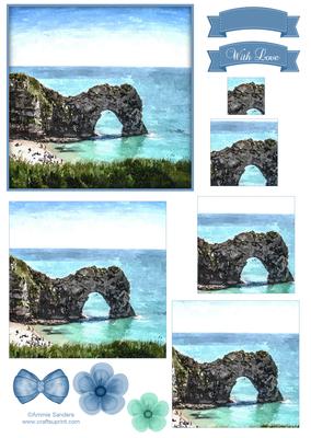 Durdle Door Dorset Cliffs Watercolour Pyramid Topper