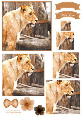 Lioness Watercolour Pyramid Topper