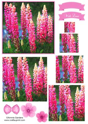 Pretty Lupines Watercolour Pyramid Topper