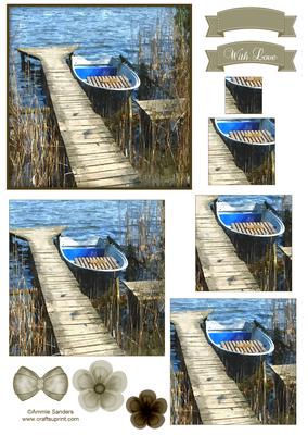 Boat Next to the Jetty Watercolour Pyramid Topper