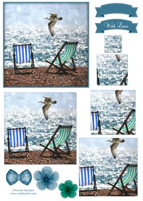Day at the Beach Watercolour Pyramid Topper