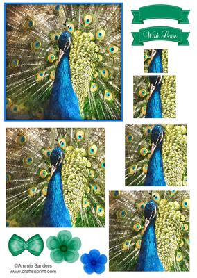 Striking Peacock Watercolour Pyramid Topper