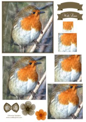 Sweet Little Robin Watercolour Pyramid Topper