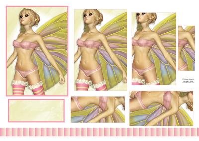 Beautiful Pink & Green Fairy 3D Pyramid Sheet