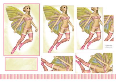 Beautiful Pink & Green Fairy 3D Pyramid Sheet