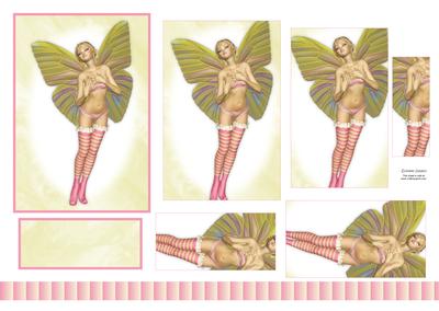 Beautiful Pink & Green Fairy 3D Pyramid Sheet