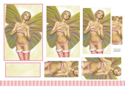 Beautiful Pink & Green Fairy 3D Pyramid Sheet