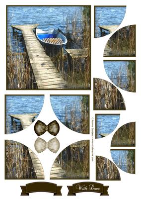 Boat Next to the Jetty Watercolour Corner Stacker