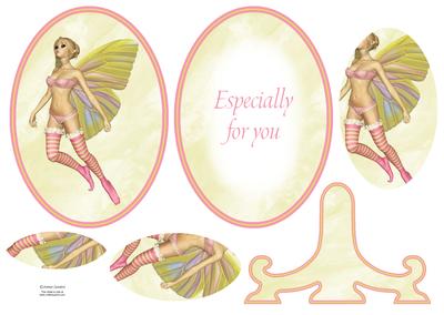 Beautiful Pink & Green Fairy Plate Card Sheet
