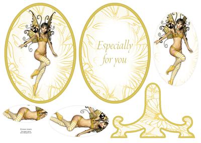 Beautiful Orange & Yellow Fairy Plate Card Sheet
