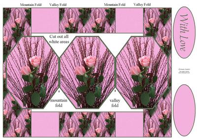 Pink Roses Floral Display 3 Panel Pop Up Card