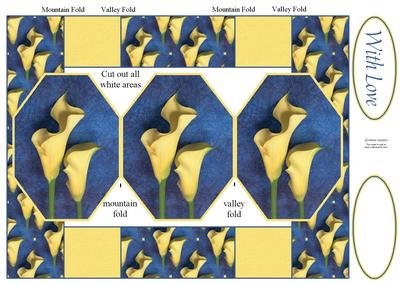 Beautiful Yellow Calla Lily 3 Panel Pop Up Card