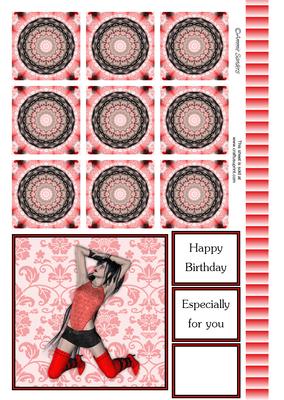 Sexy Lady in Red & Black Teabag & Topper Sheet