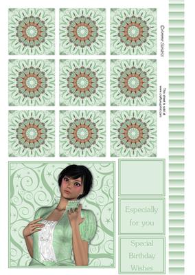Stunning Beauty in Green Teabag & Topper Sheet