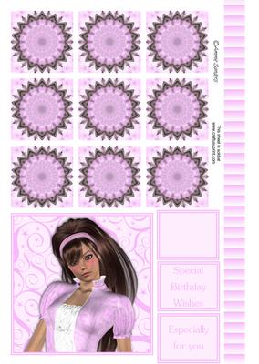 Stunning Beauty in Pink Teabag & Topper Sheet