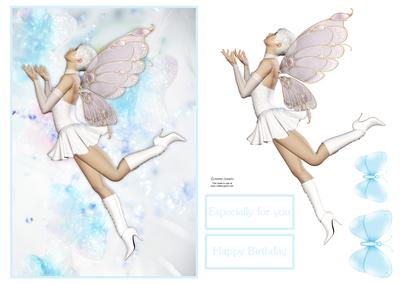 Beautiful White Sparkle Fairy Card Front