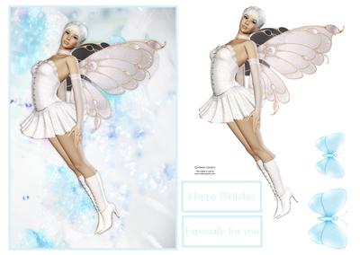 Beautiful White Sparkle Fairy Card Front