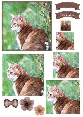 Little Kitty Watercolour Pyramid Topper